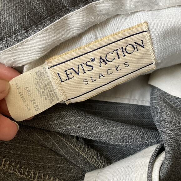 Levi's Action Mens Vtg Suit Sz 44L 36X30 Gray Pinstripe 70s Retro Single Vented - Picture 15 of 16